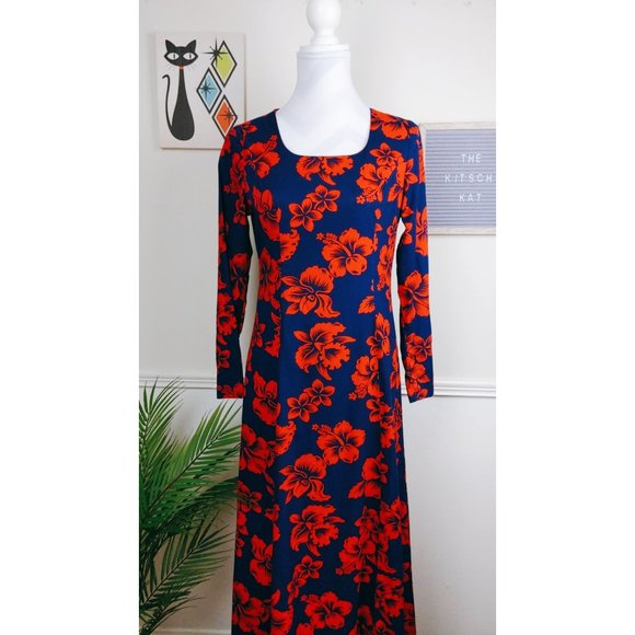 Vtg Branigans 60s Floral Mod Maxi Dress - Picture 6 of 11